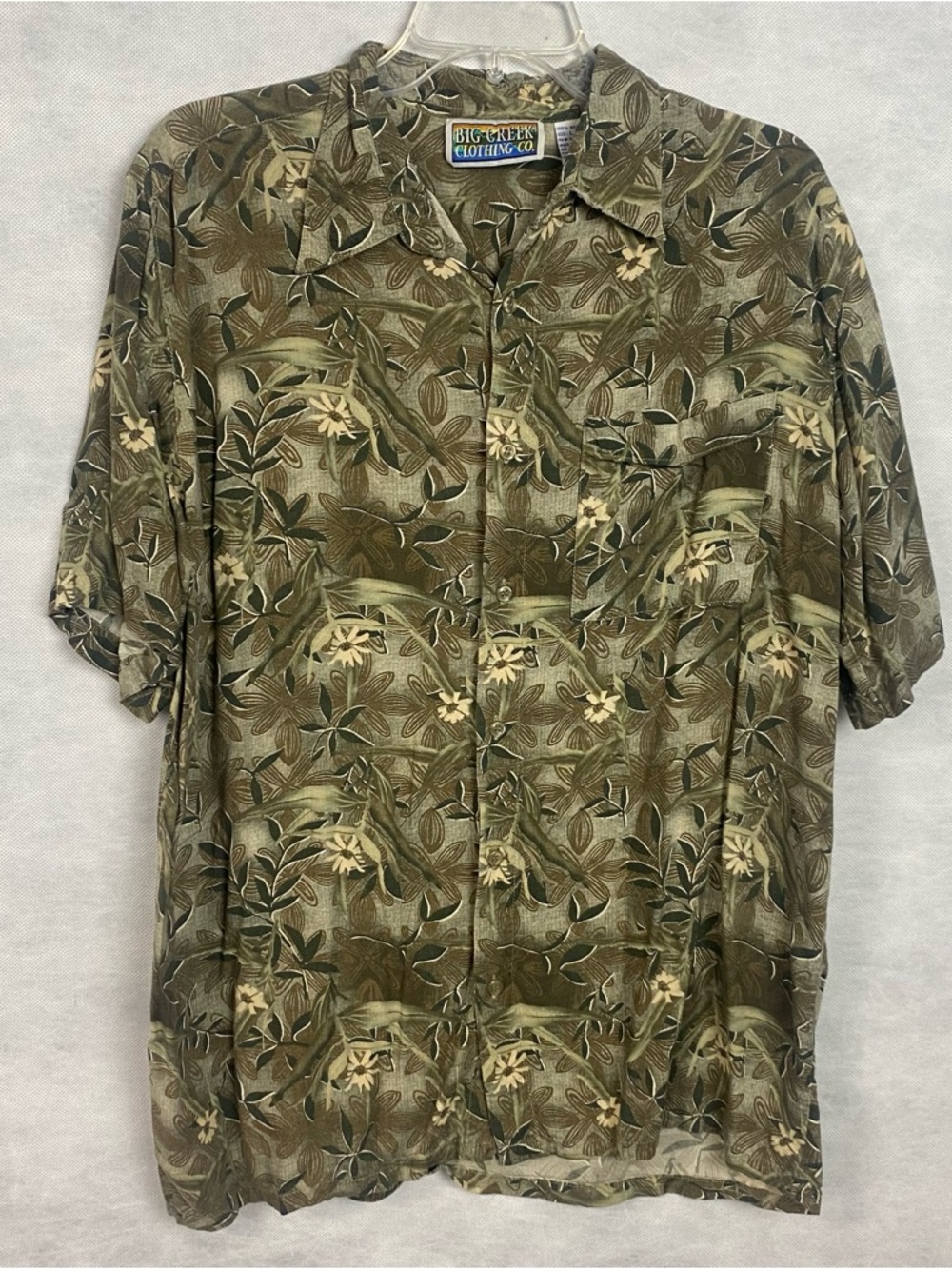 Vtg Big Creek Clothing Co Hawaiian Shirt Mens Sz Large Tropical Short Sleeve